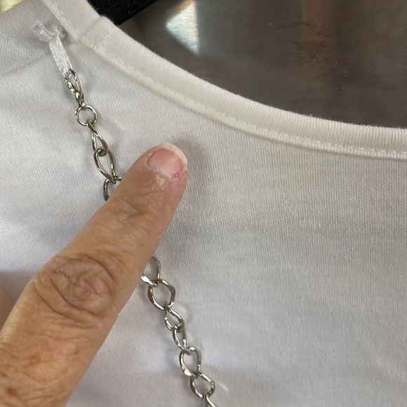 Alfred Dunner Crochet Striped raspberry blue & white open Cardigan Long Sleeve M - Picture 12 of 14